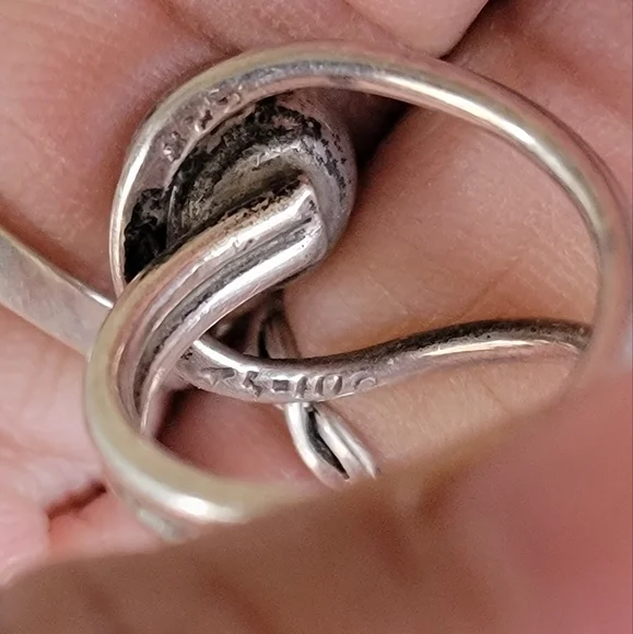 Vintage Southwestern modernist 925 sterling silver MEXICO onyx inlay ring TAXCO - Picture 7 of 17